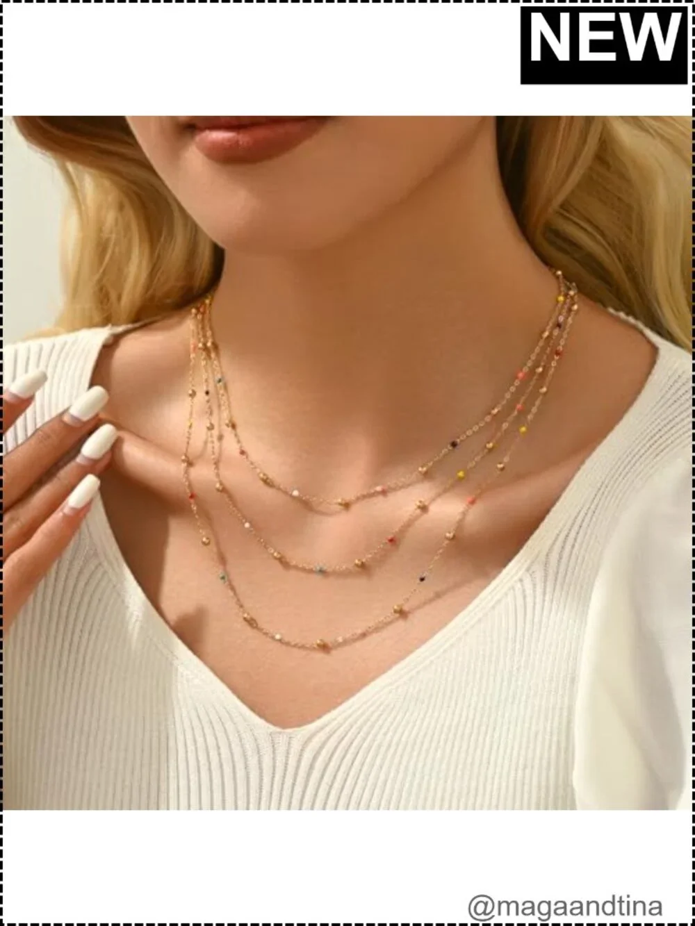 18K Gold Plated Layered Chain Necklace Set for Women Dainty Stainless Steel
